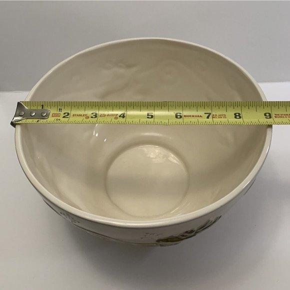 Cheryl & Company Holiday Serving Bowl Embossed Gold Silver Reindeer Snowflakes - Picture 7 of 9